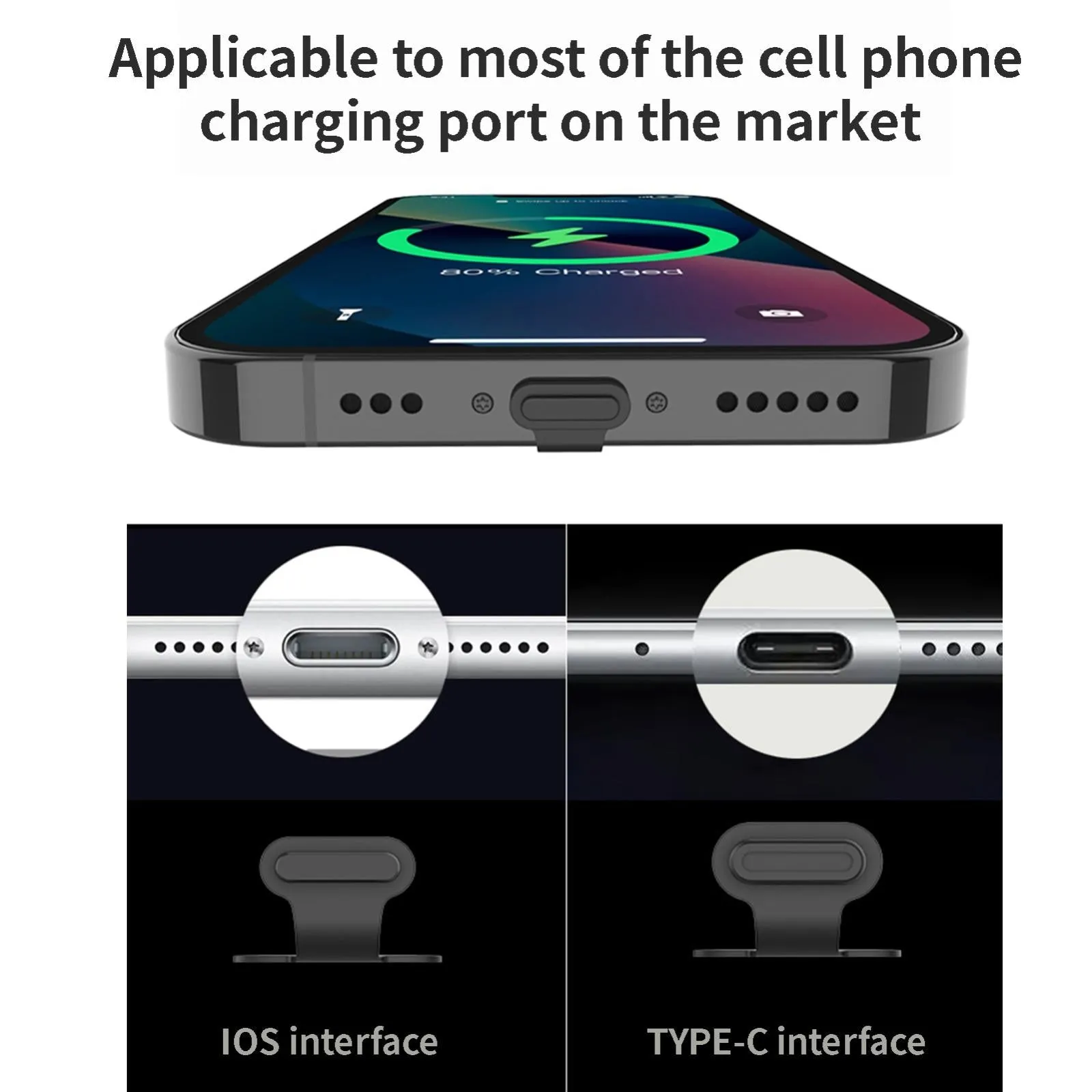 10-Pack Silicone Anti-Dust Plugs For Mobile Charging Ports