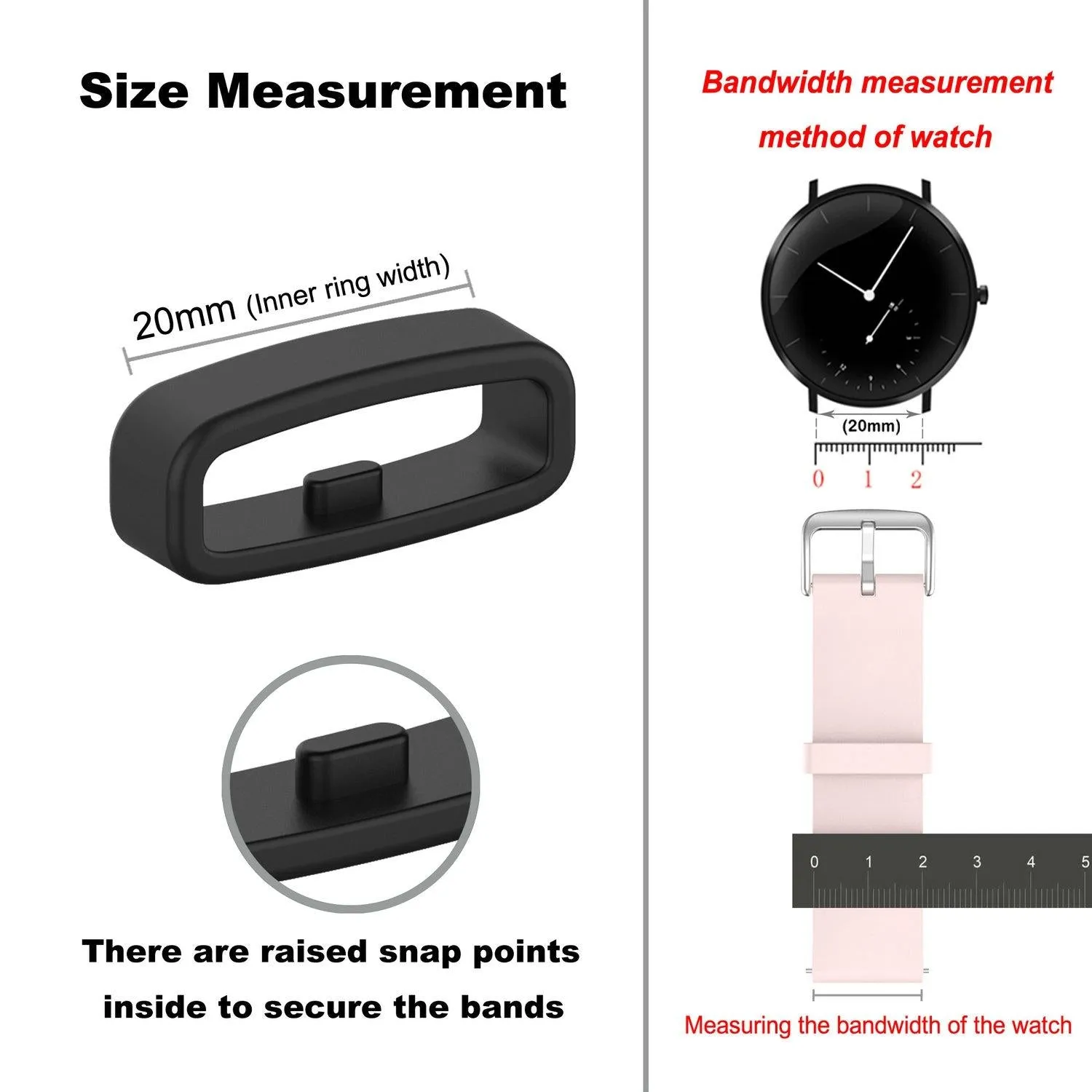 10-pack Universal Watch Band Safety Buckles - Silicone Rings