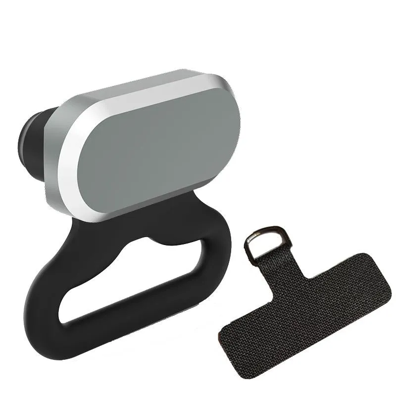 2-In-1 Silicone Dust Plug & Lanyard Set - Black