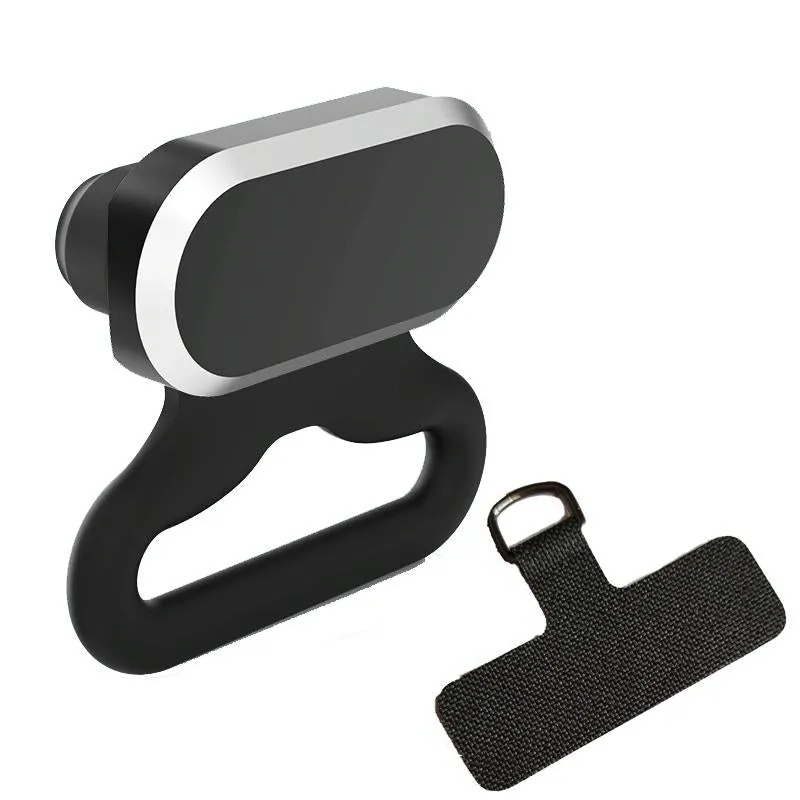 2-In-1 Silicone Dust Plug & Lanyard Set - Black