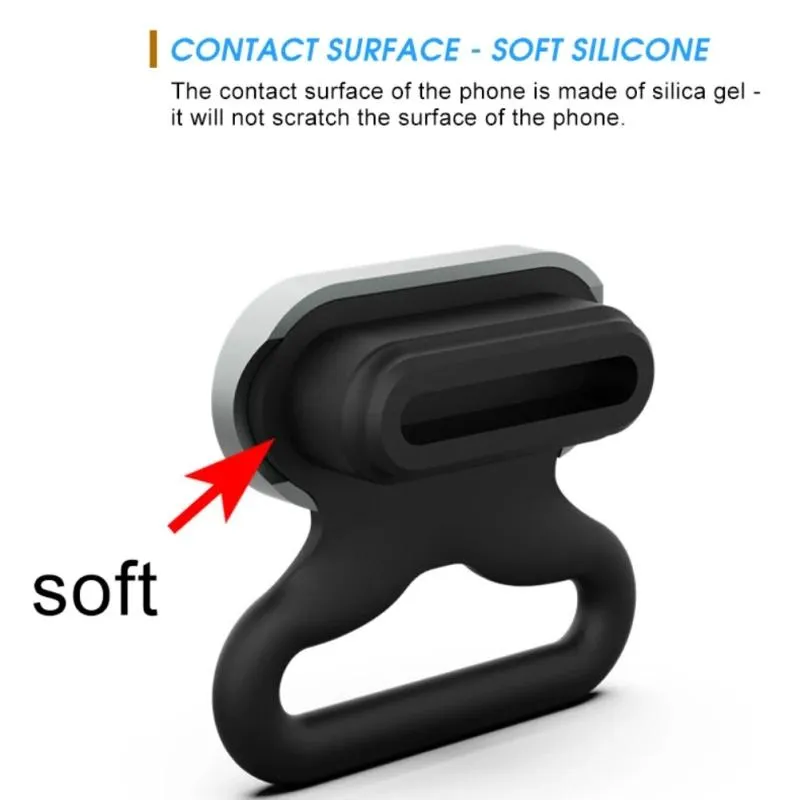 2-In-1 Silicone Dust Plug & Lanyard Set - Black