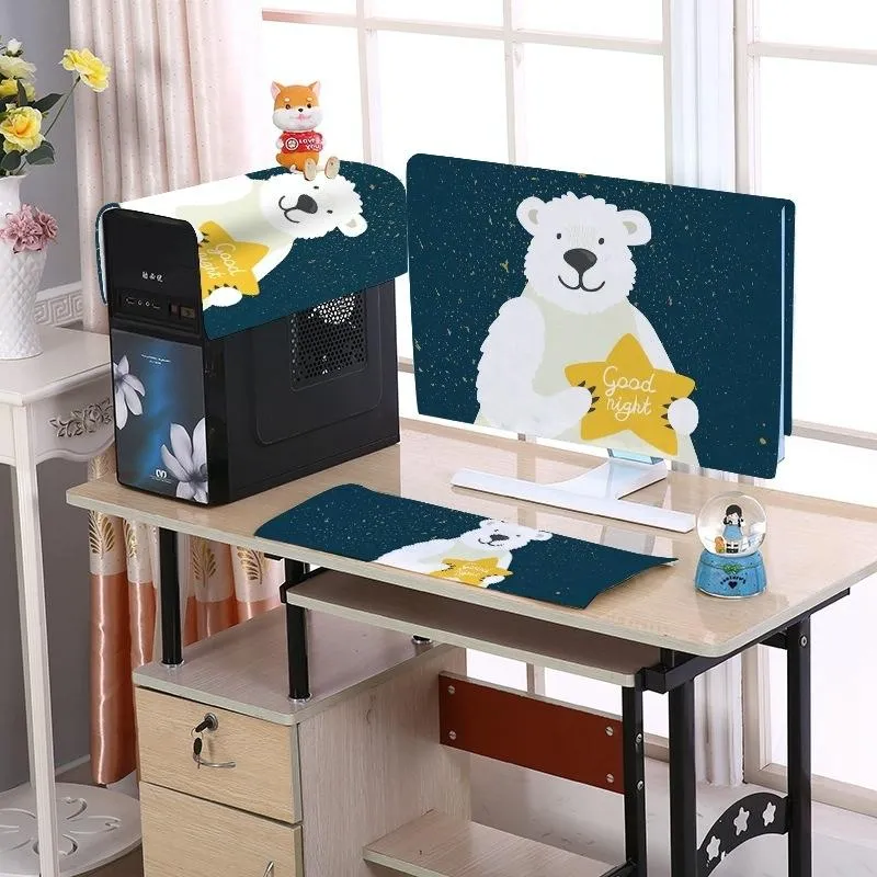 22" Desktop Computer LCD Monitor Dust-Proof Cover | Cloth Material | Lovers Swan