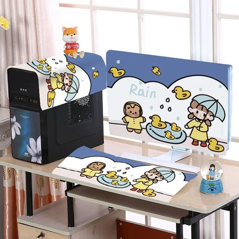 22" Desktop Computer LCD Monitor Dust-Proof Cover | Cloth Material | Lovers Swan