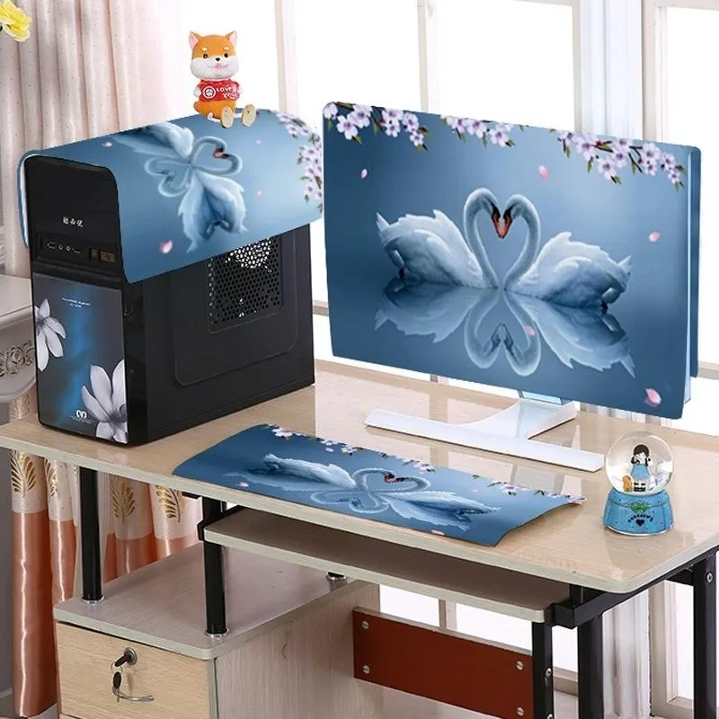 22" Desktop Computer LCD Monitor Dust-Proof Cover | Cloth Material | Lovers Swan