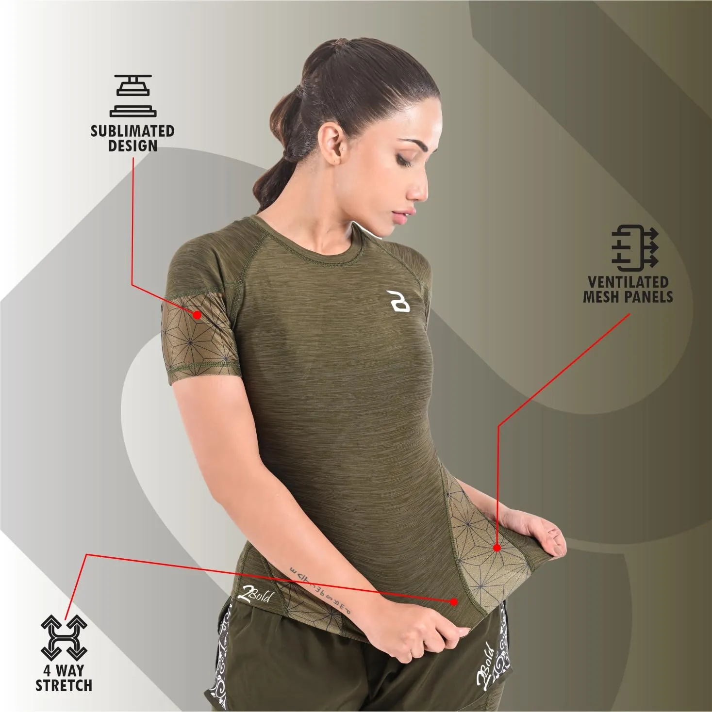 2BOLD Womens Rash Guard Compression Shirts, UPF 50  Athletic, Hiking, Swim Shirt, Yoga, MMA, Quick Dry Rash Guard for Womens