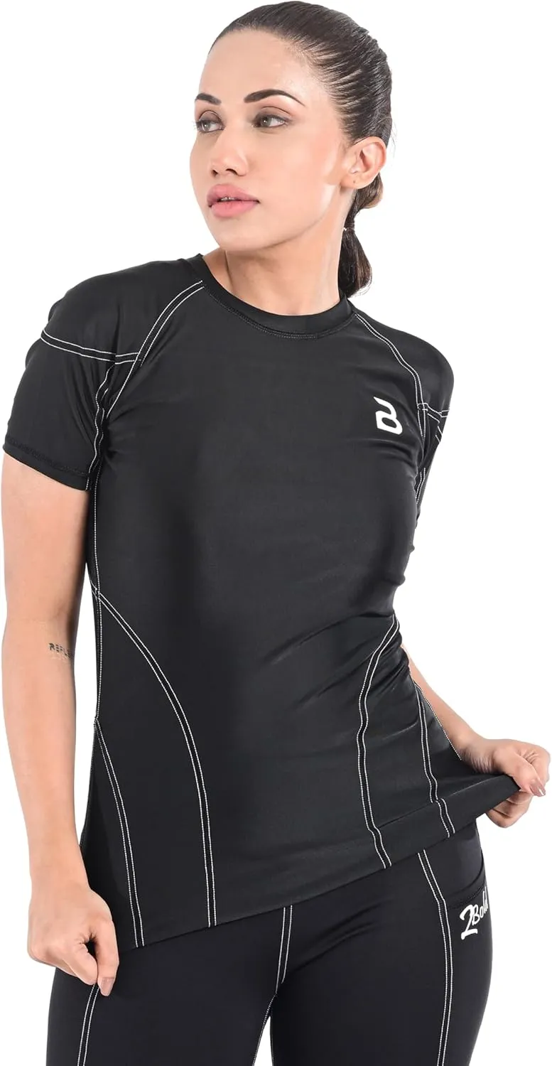 2BOLD Womens Rash Guard Compression Shirts, UPF 50  Athletic, Hiking, Swim Shirt, Yoga, MMA, Quick Dry Rash Guard for Womens