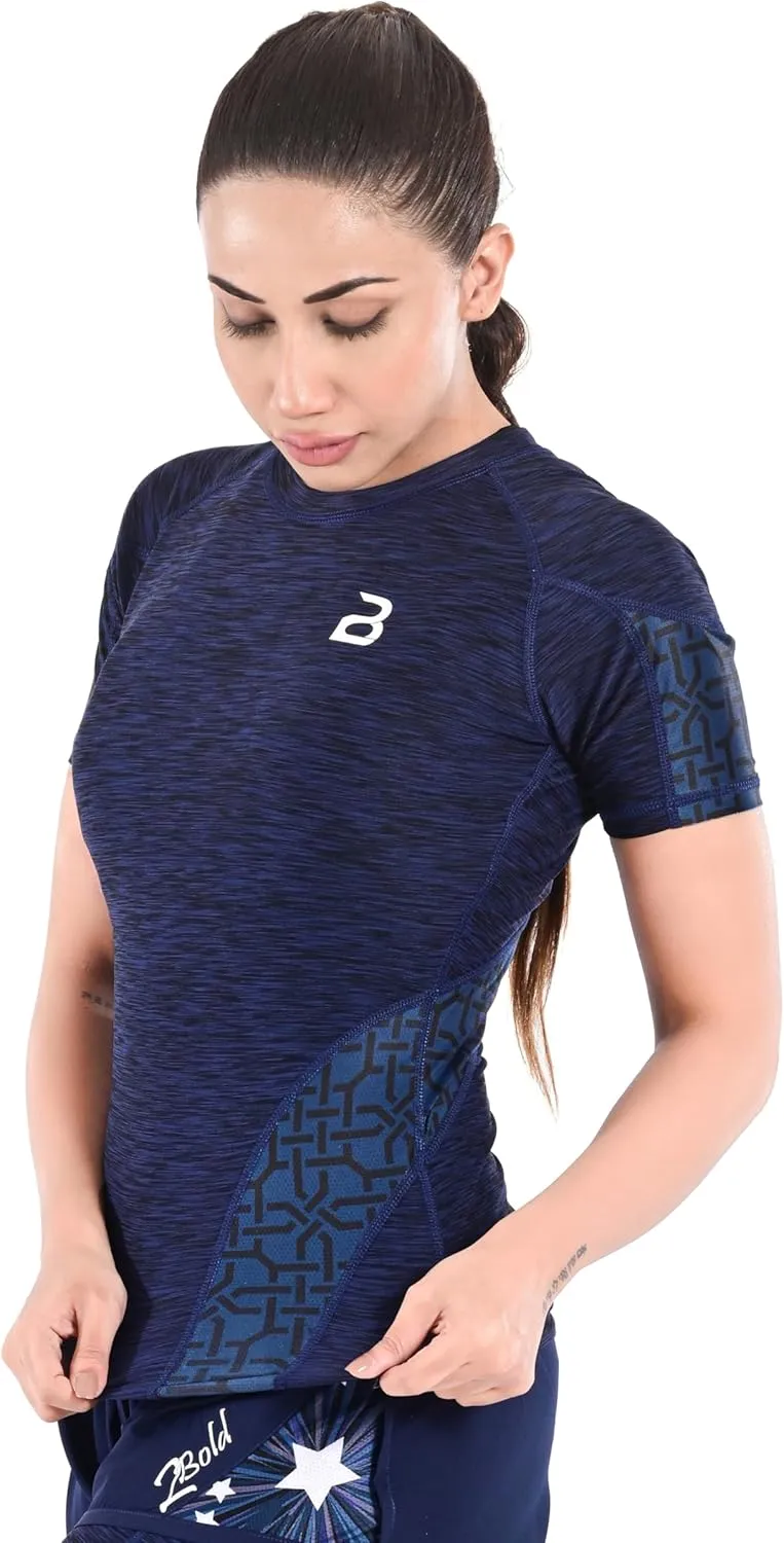 2BOLD Womens Rash Guard Compression Shirts, UPF 50  Athletic, Hiking, Swim Shirt, Yoga, MMA, Quick Dry Rash Guard for Womens
