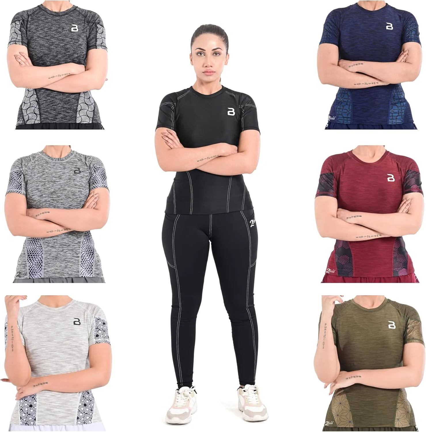 2BOLD Womens Rash Guard Compression Shirts, UPF 50  Athletic, Hiking, Swim Shirt, Yoga, MMA, Quick Dry Rash Guard for Womens