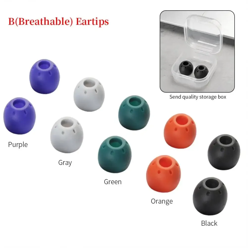 2pcs Breathable In-ear Silicone Ear Tips for Huawei Freelace, Audio-technica Ath-cks550xis Headphones