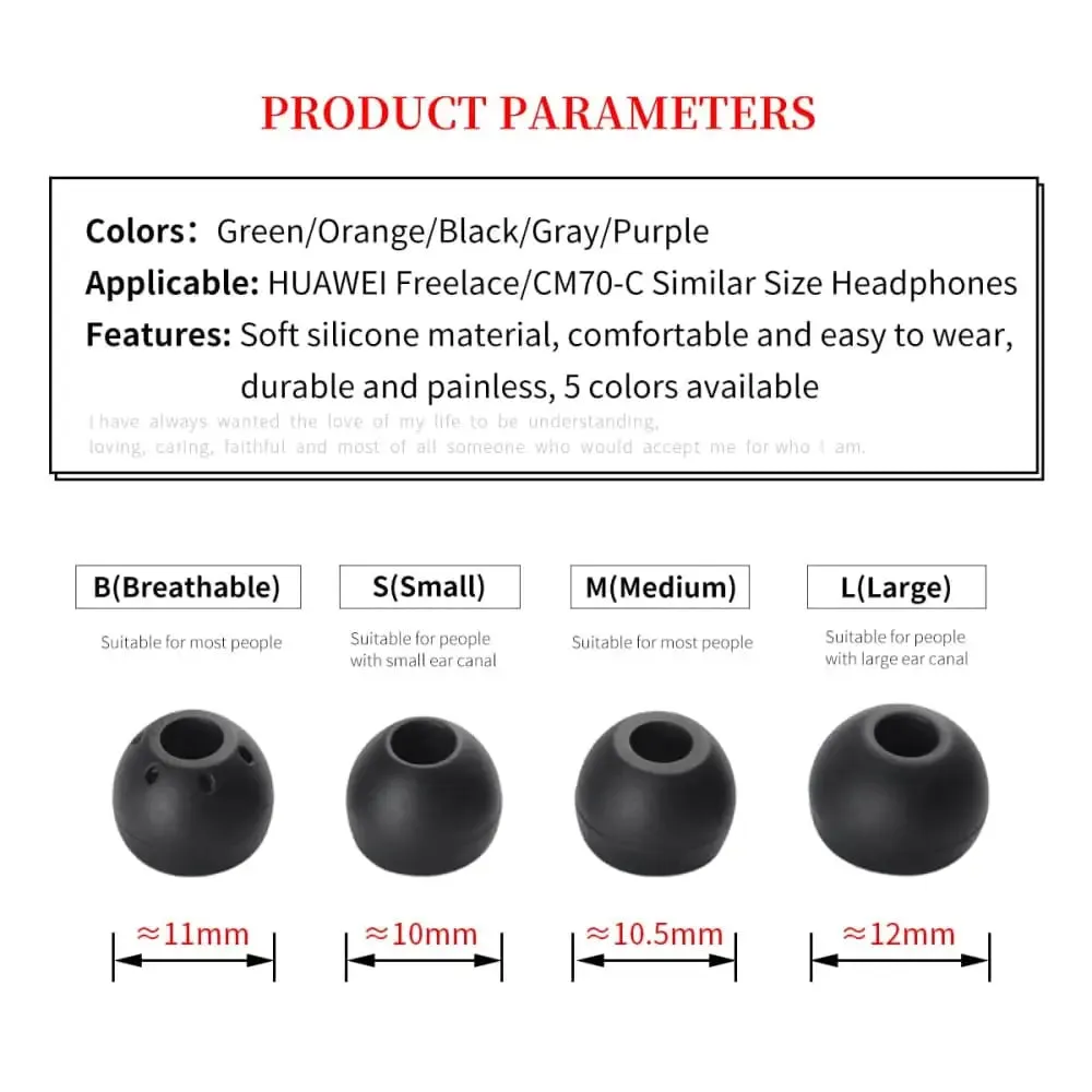 2pcs Breathable In-ear Silicone Ear Tips for Huawei Freelace, Audio-technica Ath-cks550xis Headphones