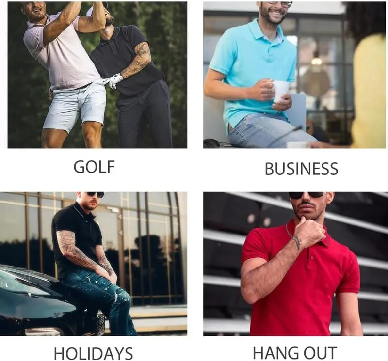 3 Pack Mens Polo Shirts Short Sleeve Performance Moisture Wicking Golf Shirt Athletic Quick Dry Collar Casual Shirts