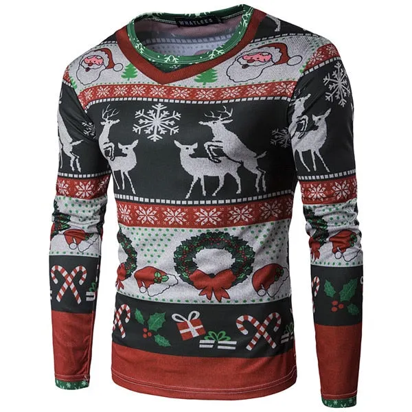 3D-Print Classic Christmas Long-Sleeved T-Shirt (19 Varieties)