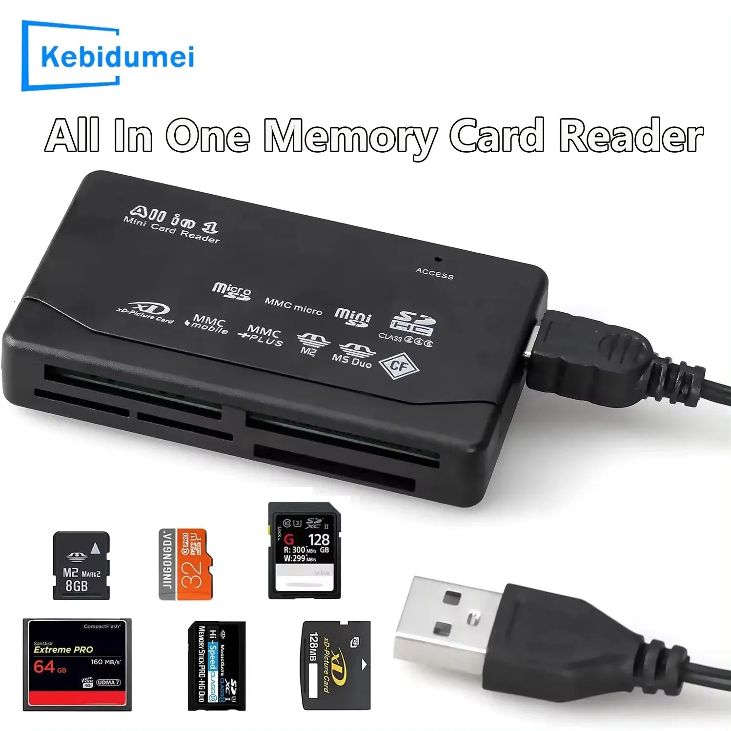 480Mbps All In One Memory Card Reader USB 2.0 External Cardreader SD SDHC Mini Micro M2 MMC XD CF Reader For MP3 Digital Camera