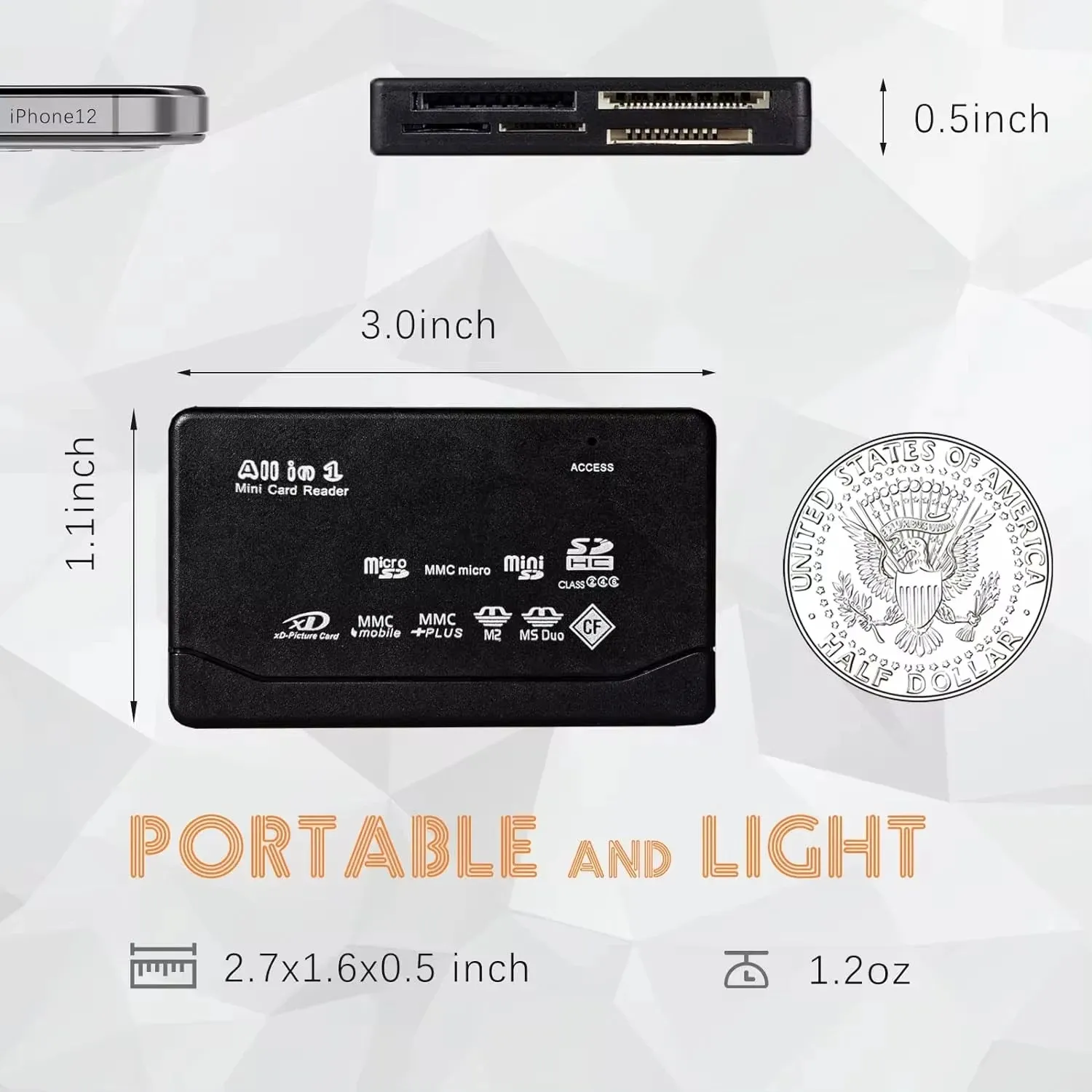 480Mbps All In One Memory Card Reader USB 2.0 External Cardreader SD SDHC Mini Micro M2 MMC XD CF Reader For MP3 Digital Camera
