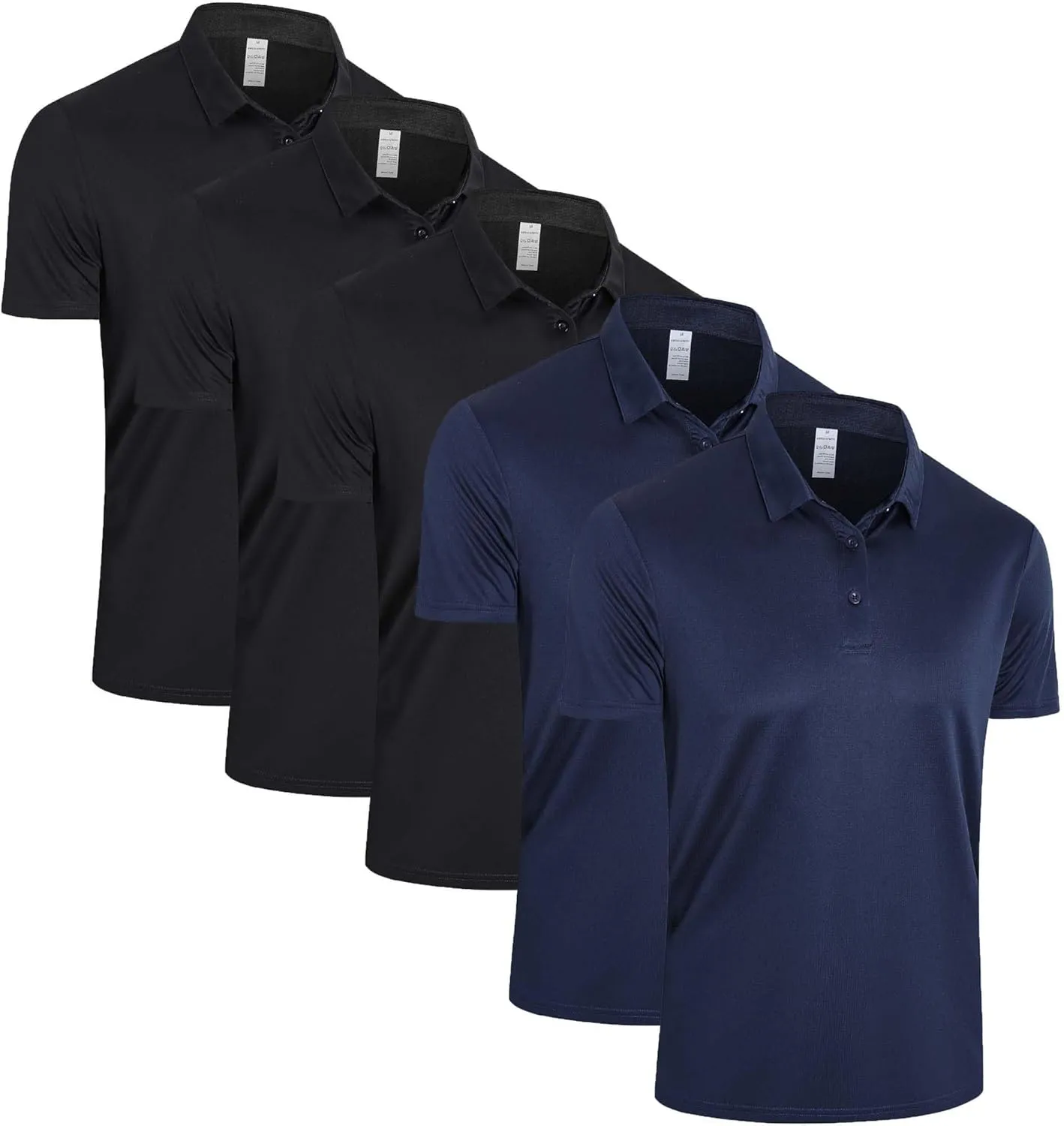 5 Pack Polo Shirts for Men Quick Dry Performance Short Sleeve Golf Moisture Wicking Athletic Collar Tops