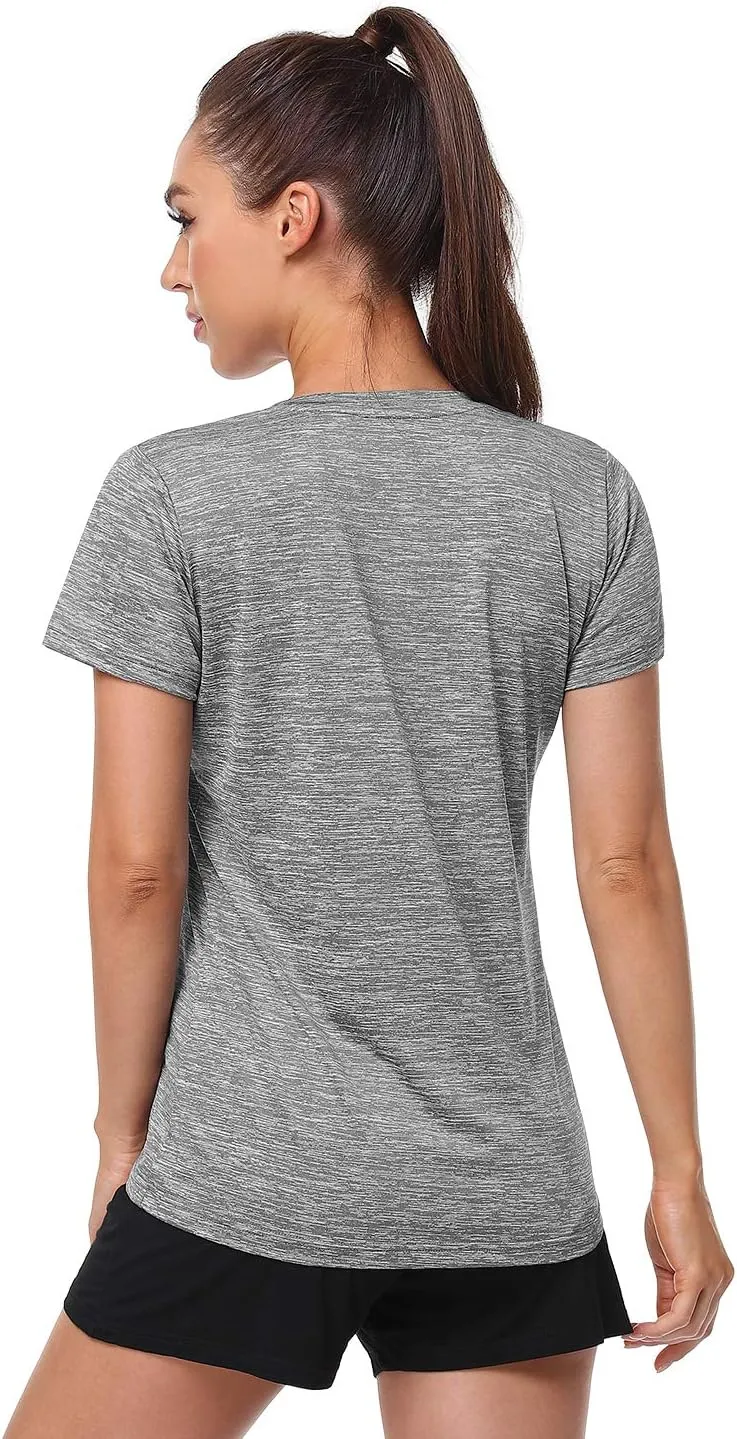 5-Pack Women's Short Sleeve Dry Fit T-Shirt Moisture Wicking Athletic V-Neck Tee