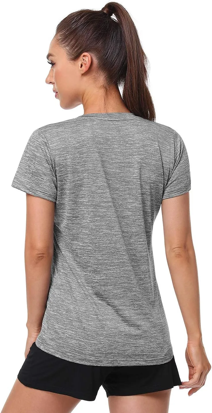 5-Pack Women's Short Sleeve Dry Fit T-Shirt Moisture Wicking Athletic V-Neck Tee