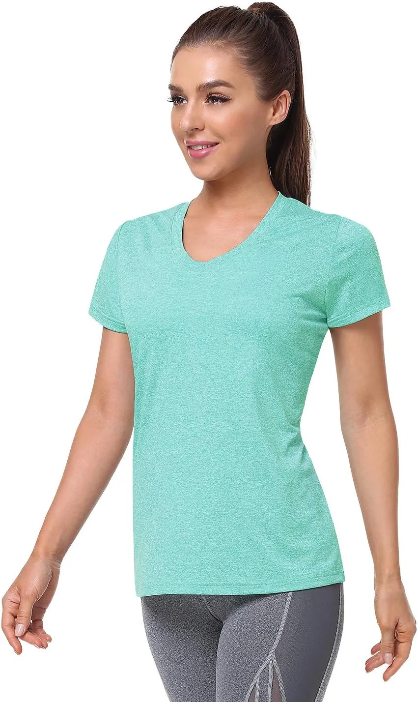 5-Pack Women's Short Sleeve Dry Fit T-Shirt Moisture Wicking Athletic V-Neck Tee