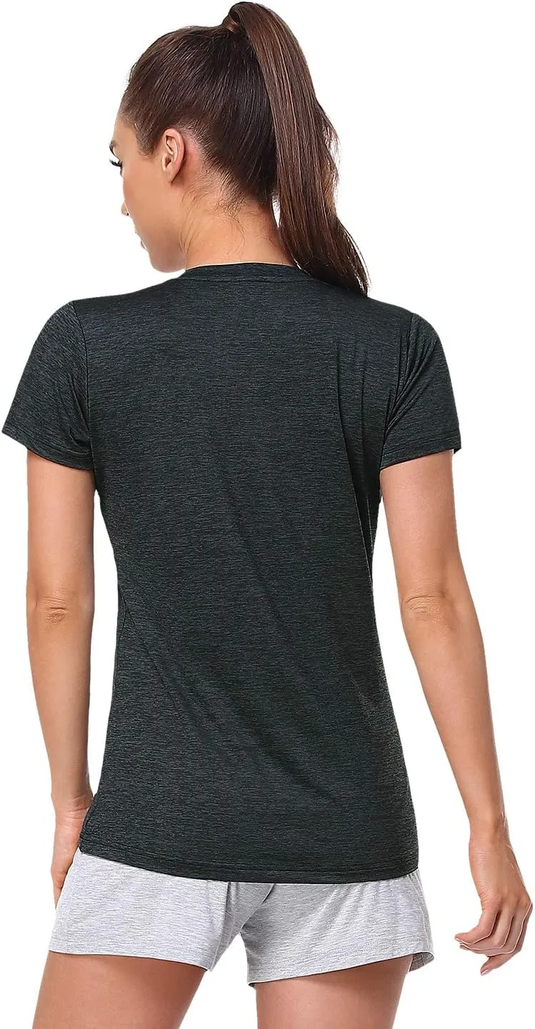 5-Pack Women's Short Sleeve Dry Fit T-Shirt Moisture Wicking Athletic V-Neck Tee