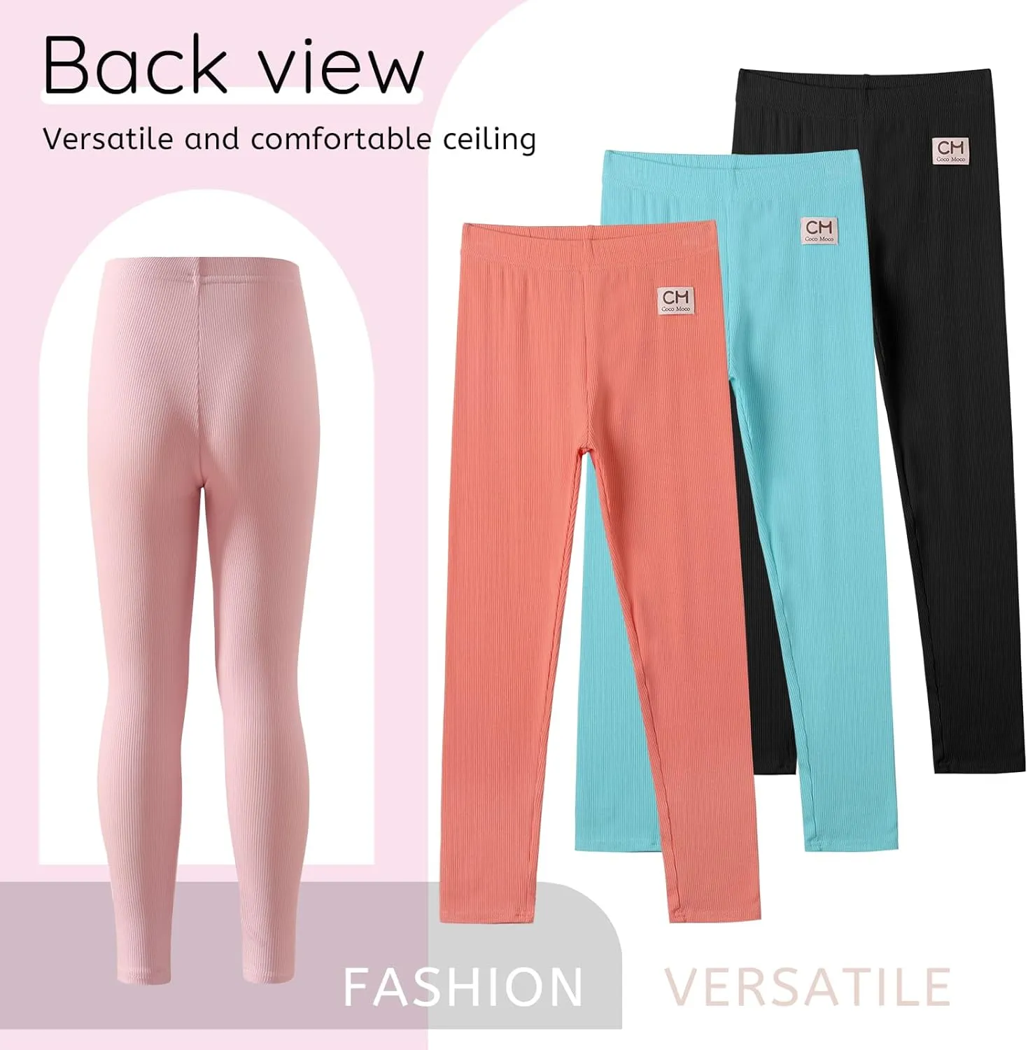 6 Pack Girls Leggings Multipack Girls Soft Comfortable Pants Kids Basic Full Length Stretchy Pants