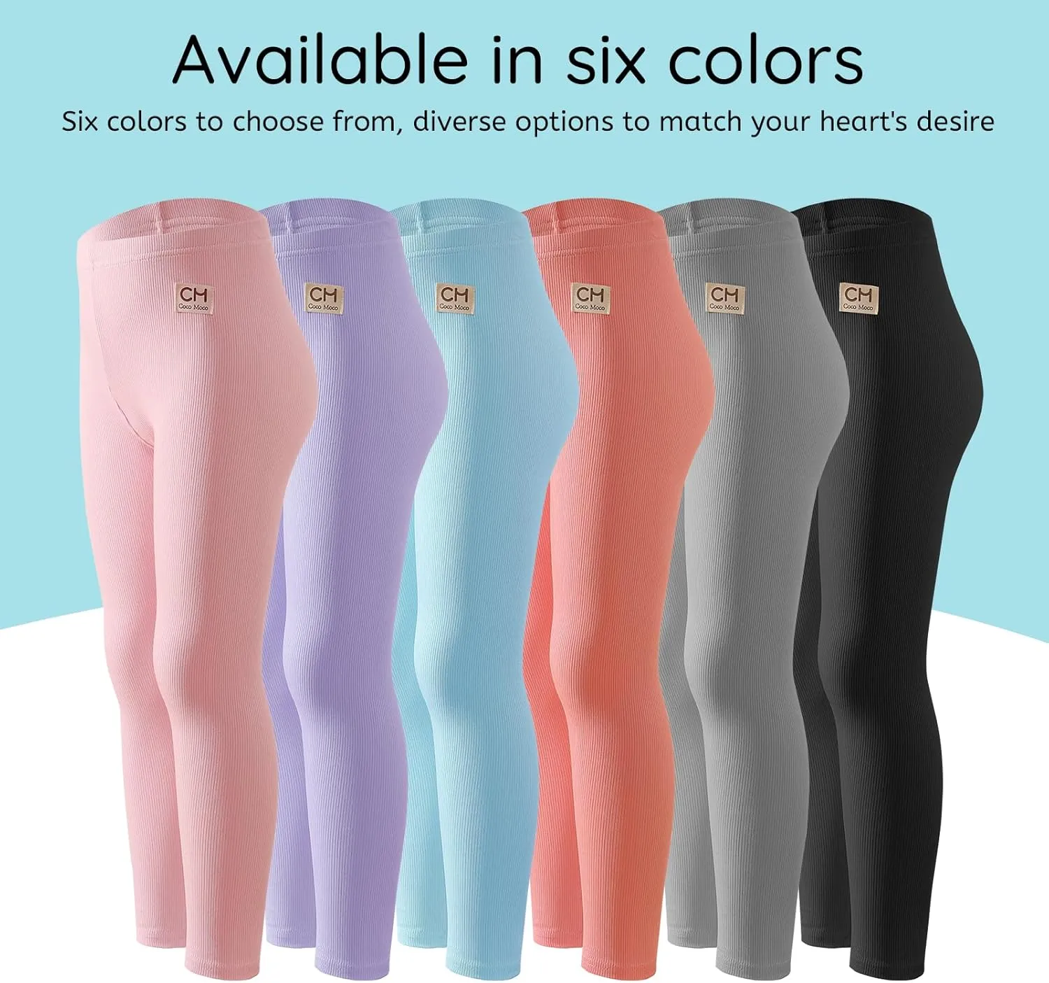 6 Pack Girls Leggings Multipack Girls Soft Comfortable Pants Kids Basic Full Length Stretchy Pants