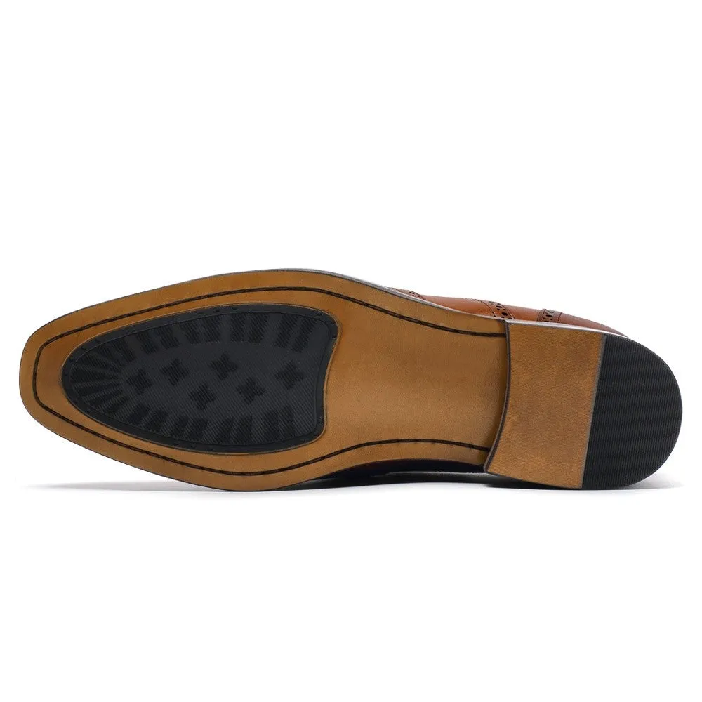 6CM/2.36 Inches CMR CHAMARIPA Classic Brown Leather Wingtip Oxford Elevator Shoes