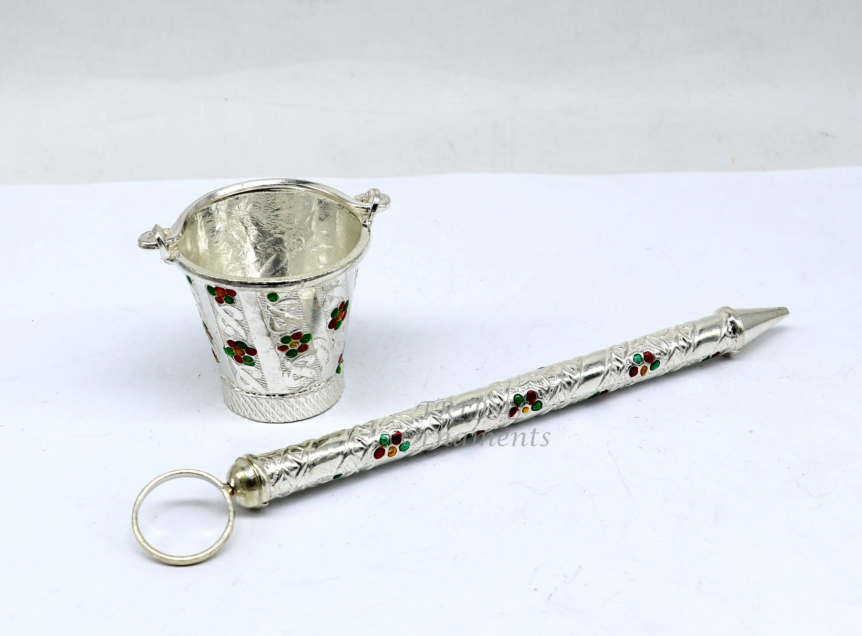 925 sterling silver new trendy Holi special Laddu Gopala colorful water Pichkari and Bucket best gift to Lord Krishna accessories su1010