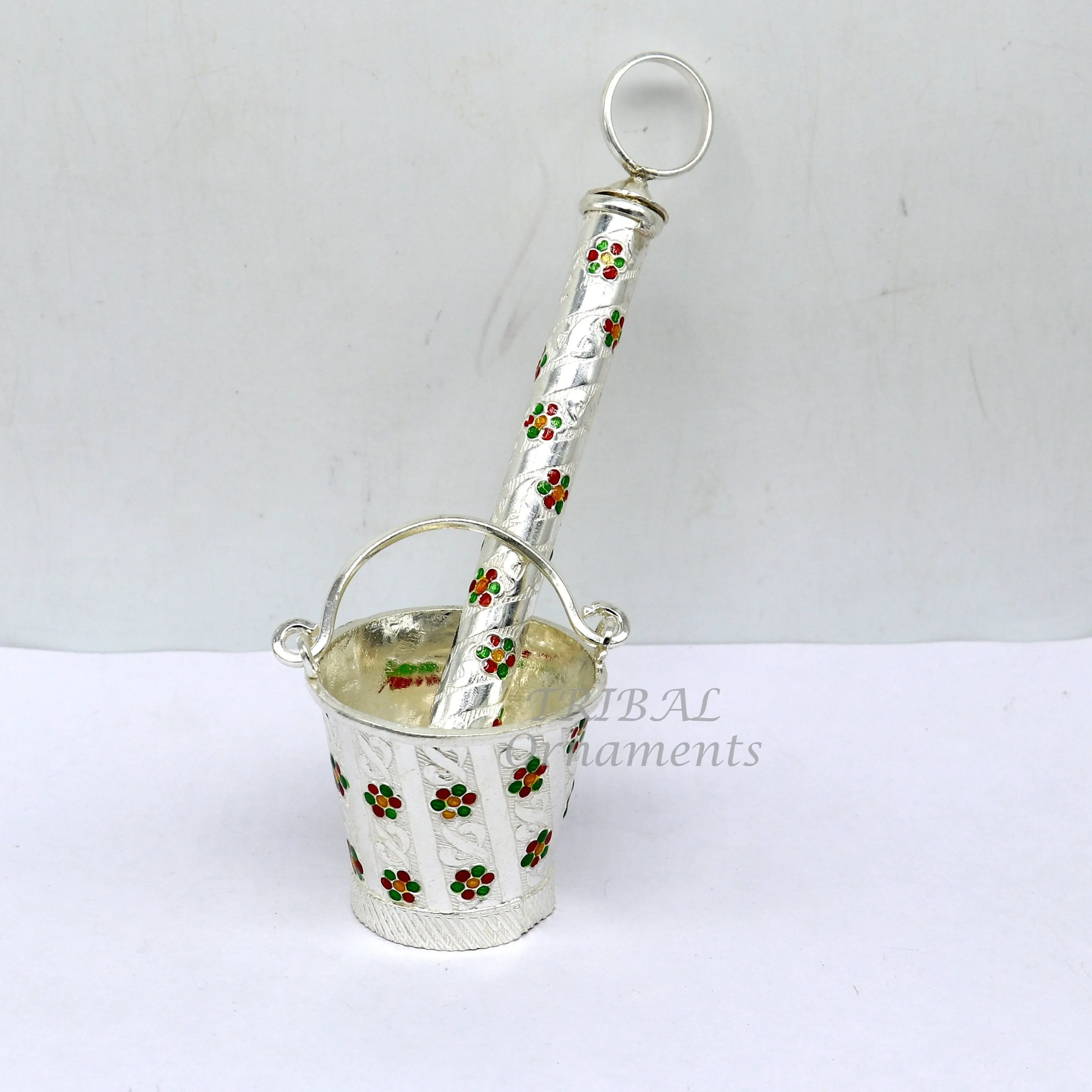 925 sterling silver new trendy Holi special Laddu Gopala colorful water Pichkari and Bucket best gift to Lord Krishna accessories su1010