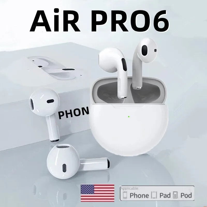 Air Pro 6 Tws Wireless Bluetooth Earphones Headphones Mini Earpone Headset for Xiaomi Android Apple Iphone Earbuds