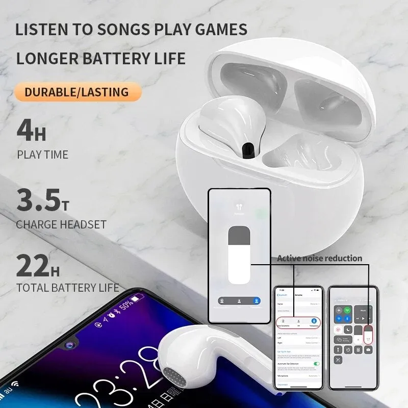 Air Pro 6 Tws Wireless Bluetooth Earphones Headphones Mini Earpone Headset for Xiaomi Android Apple Iphone Earbuds