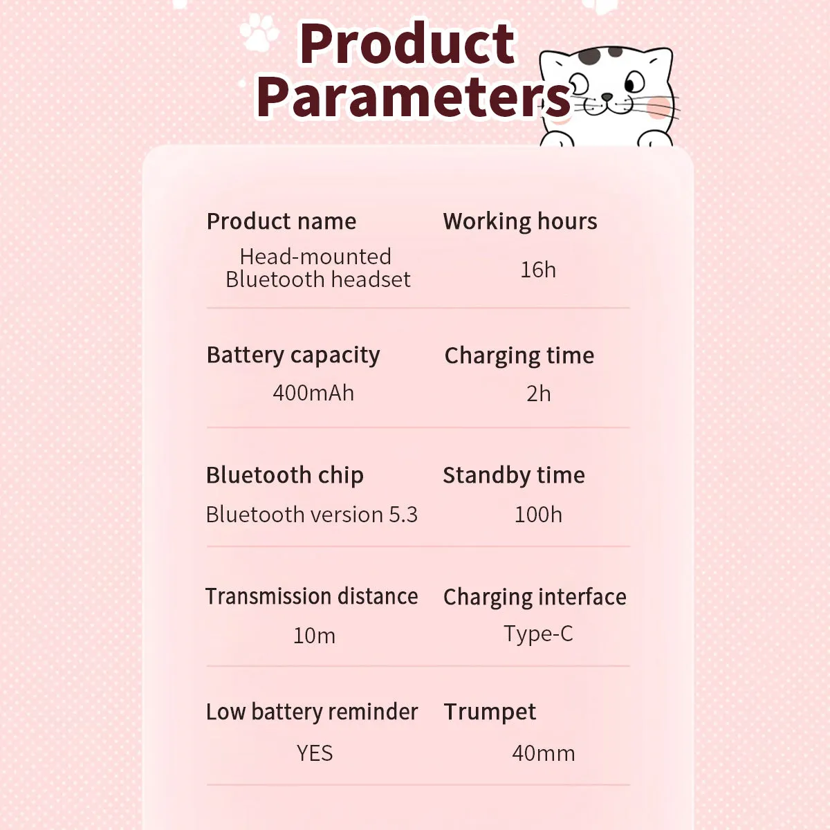 AKZ-09 Cat Ear Wireless Headphones for Kids Adults