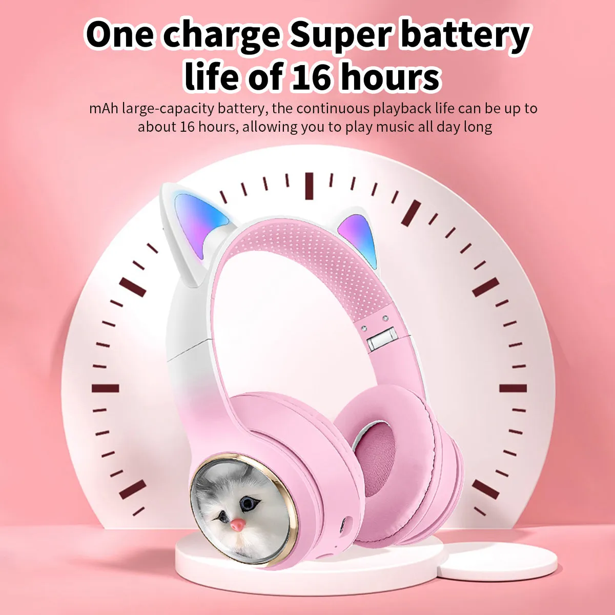 AKZ-09 Cat Ear Wireless Headphones for Kids Adults