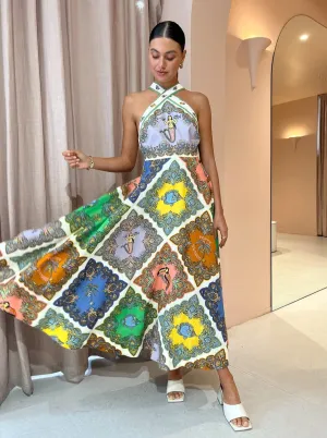 Alemais Trippy Troppo Halter Midi Dress in Multi