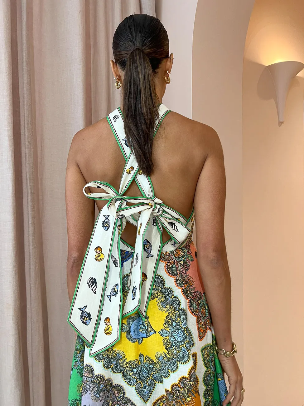 Alemais Trippy Troppo Halter Midi Dress in Multi