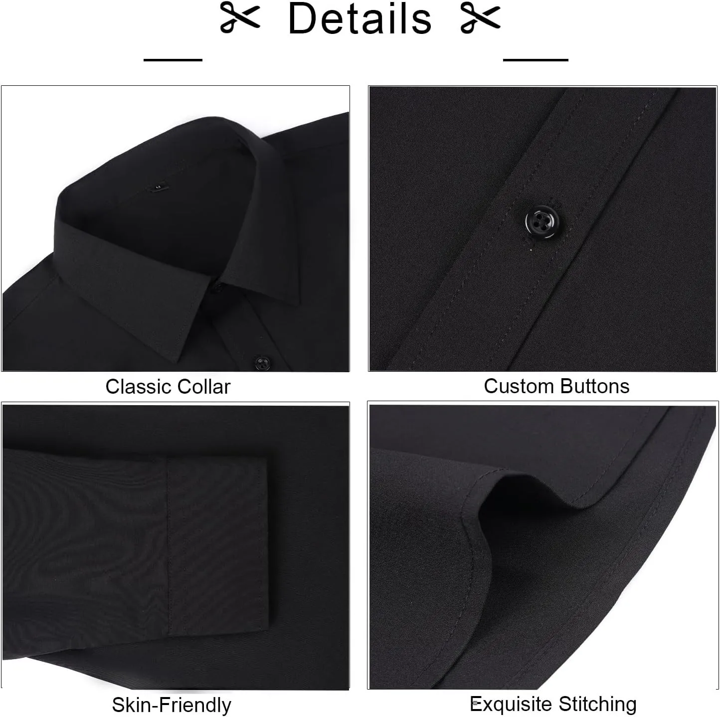 Alizeal 3pcs Mens Dress Shirt with Tie Pocket Square Set Classic Long Sleeve Shirts Matching Necktie Button Down Shirt