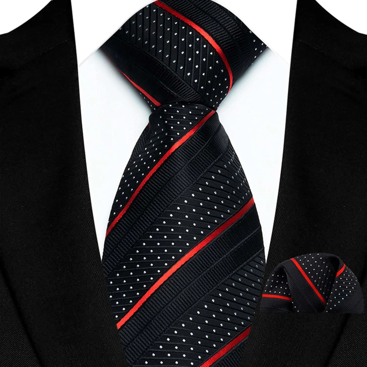 Alizeal 3pcs Mens Dress Shirt with Tie Pocket Square Set Classic Long Sleeve Shirts Matching Necktie Button Down Shirt