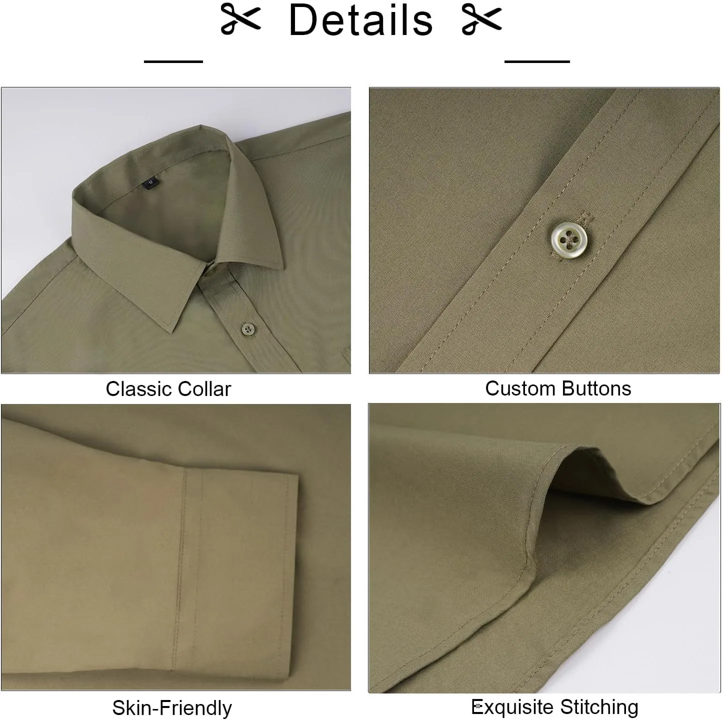 Alizeal 3pcs Mens Dress Shirt with Tie Pocket Square Set Classic Long Sleeve Shirts Matching Necktie Button Down Shirt