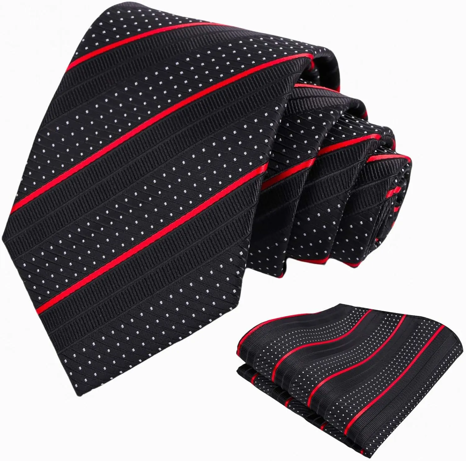 Alizeal 3pcs Mens Dress Shirt with Tie Pocket Square Set Classic Long Sleeve Shirts Matching Necktie Button Down Shirt