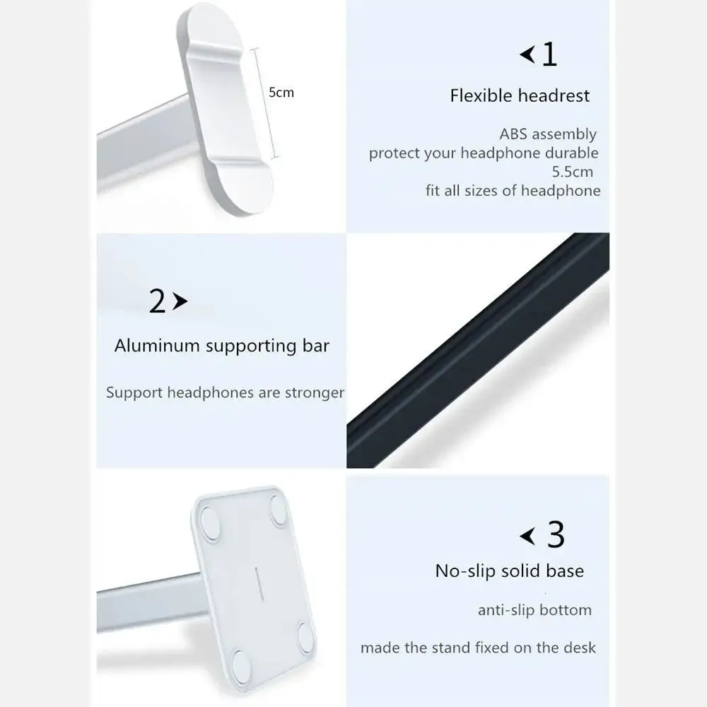 Aluminum Anti-slip Base Supporting Bar for All Size of Headphones