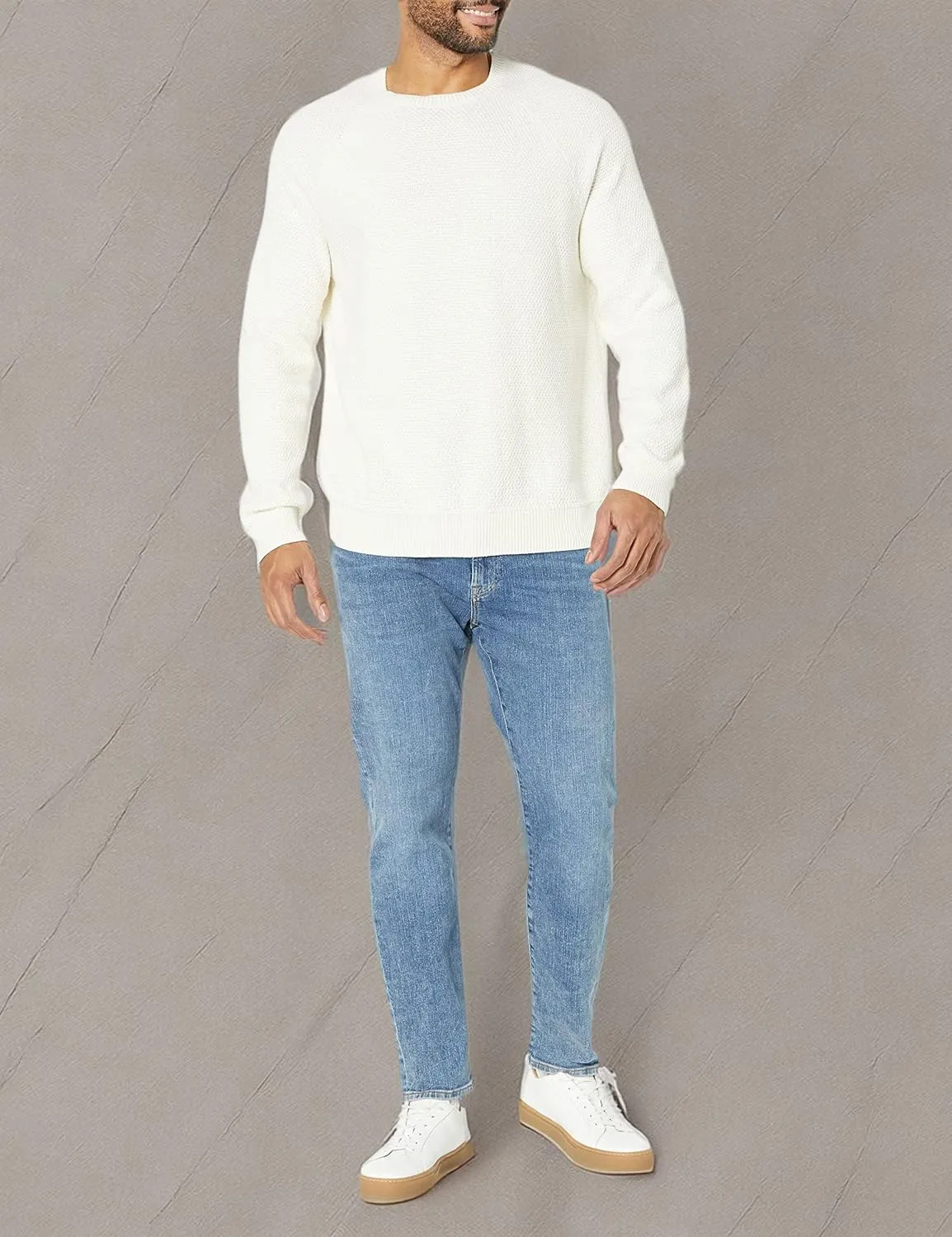 Amazon Essentials Oversized Crewneck Sweater for Men, Textured, Cotton