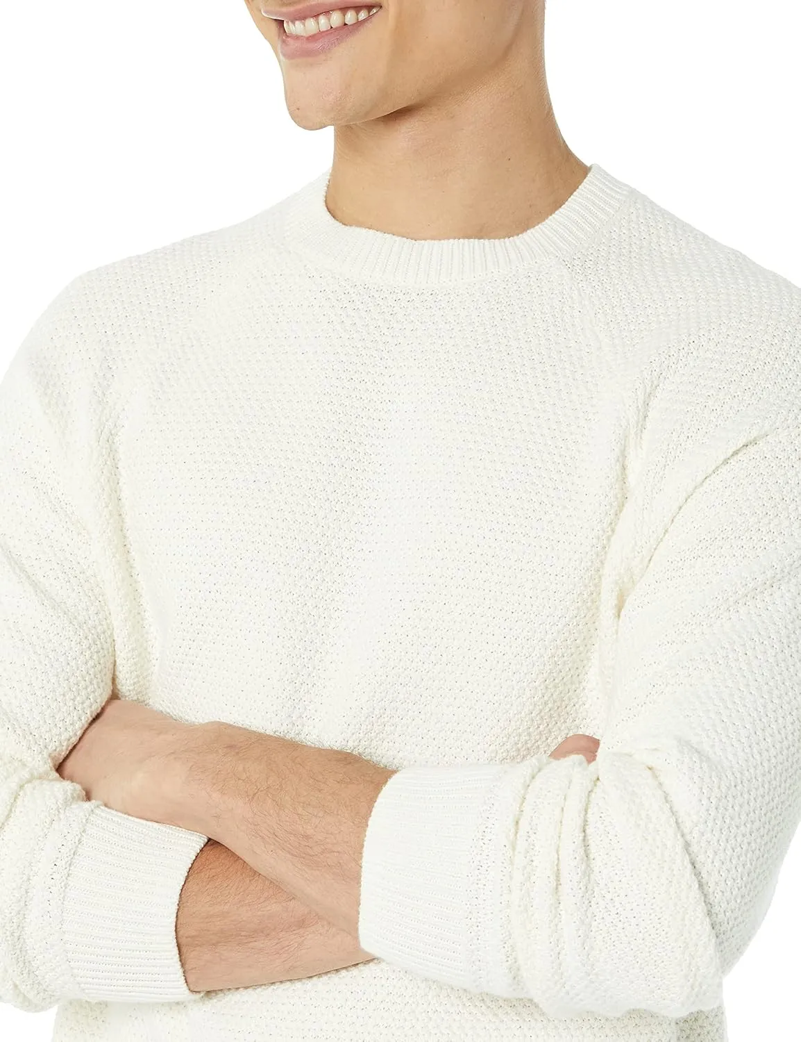 Amazon Essentials Oversized Crewneck Sweater for Men, Textured, Cotton