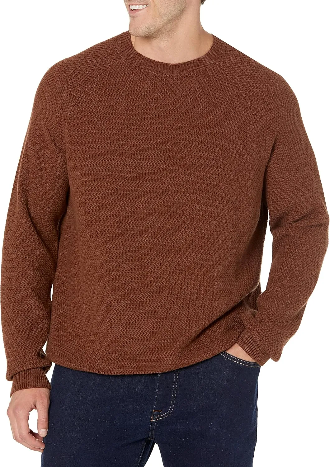 Amazon Essentials Oversized Crewneck Sweater for Men, Textured, Cotton
