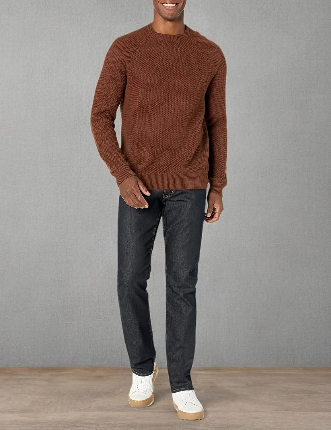 Amazon Essentials Oversized Crewneck Sweater for Men, Textured, Cotton