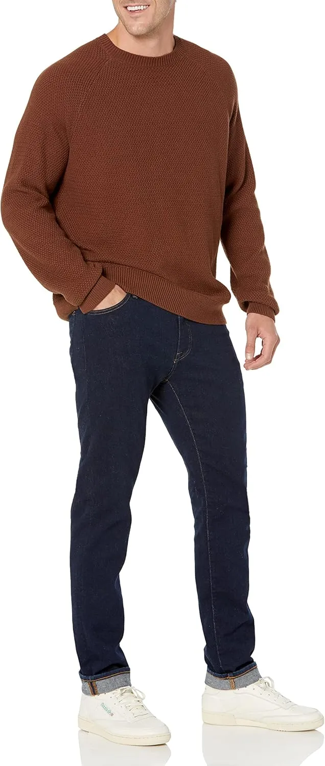 Amazon Essentials Oversized Crewneck Sweater for Men, Textured, Cotton