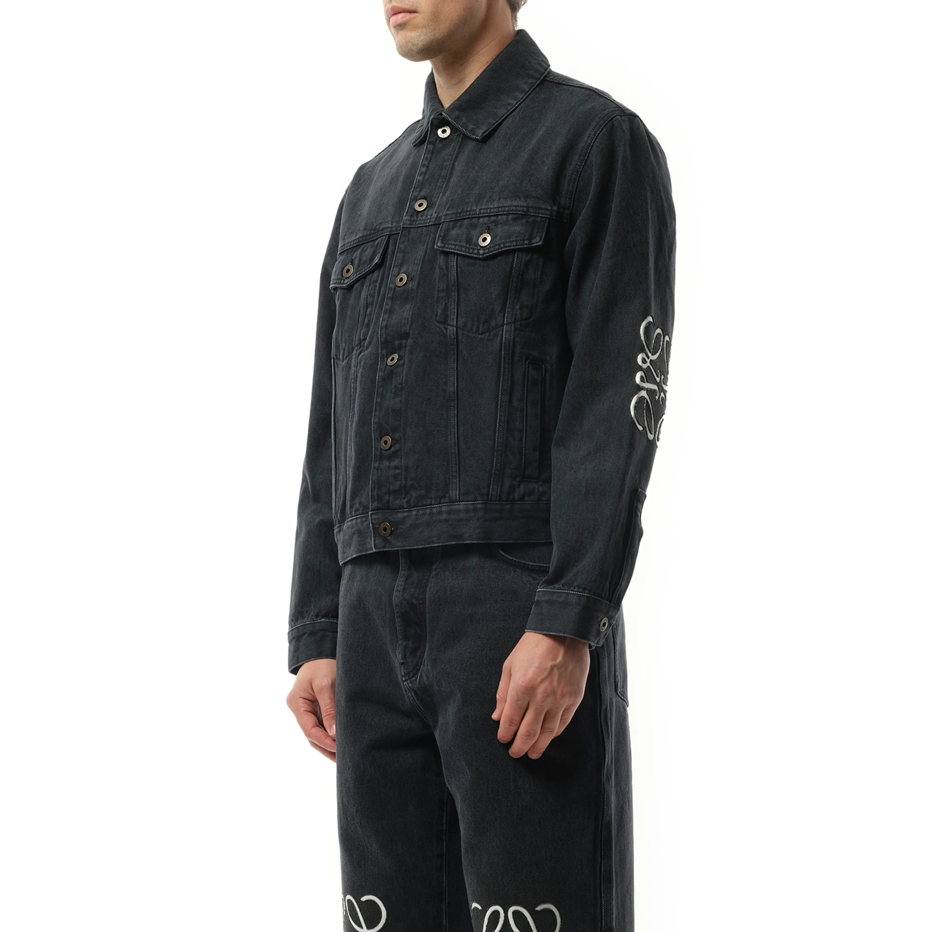 Anagram Denim Jacket in Black