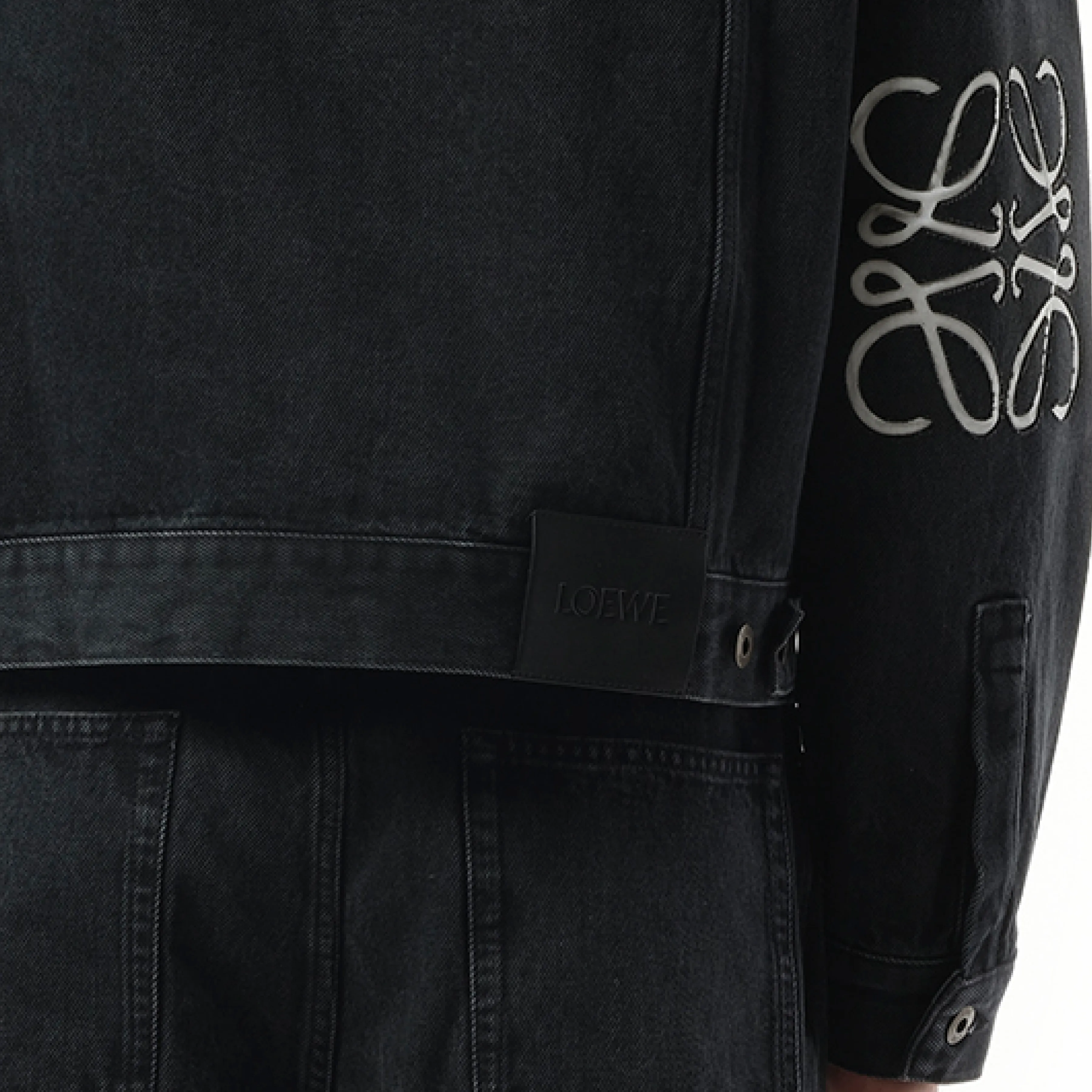 Anagram Denim Jacket in Black