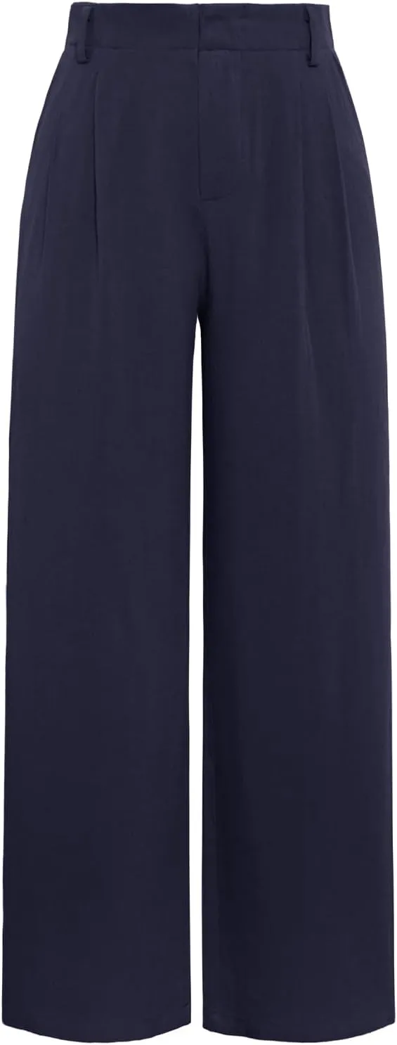ANRILITA Linen Pants for Women High Waist Casual Flowy Pant Summer Wide Leg Trousers with Pocket