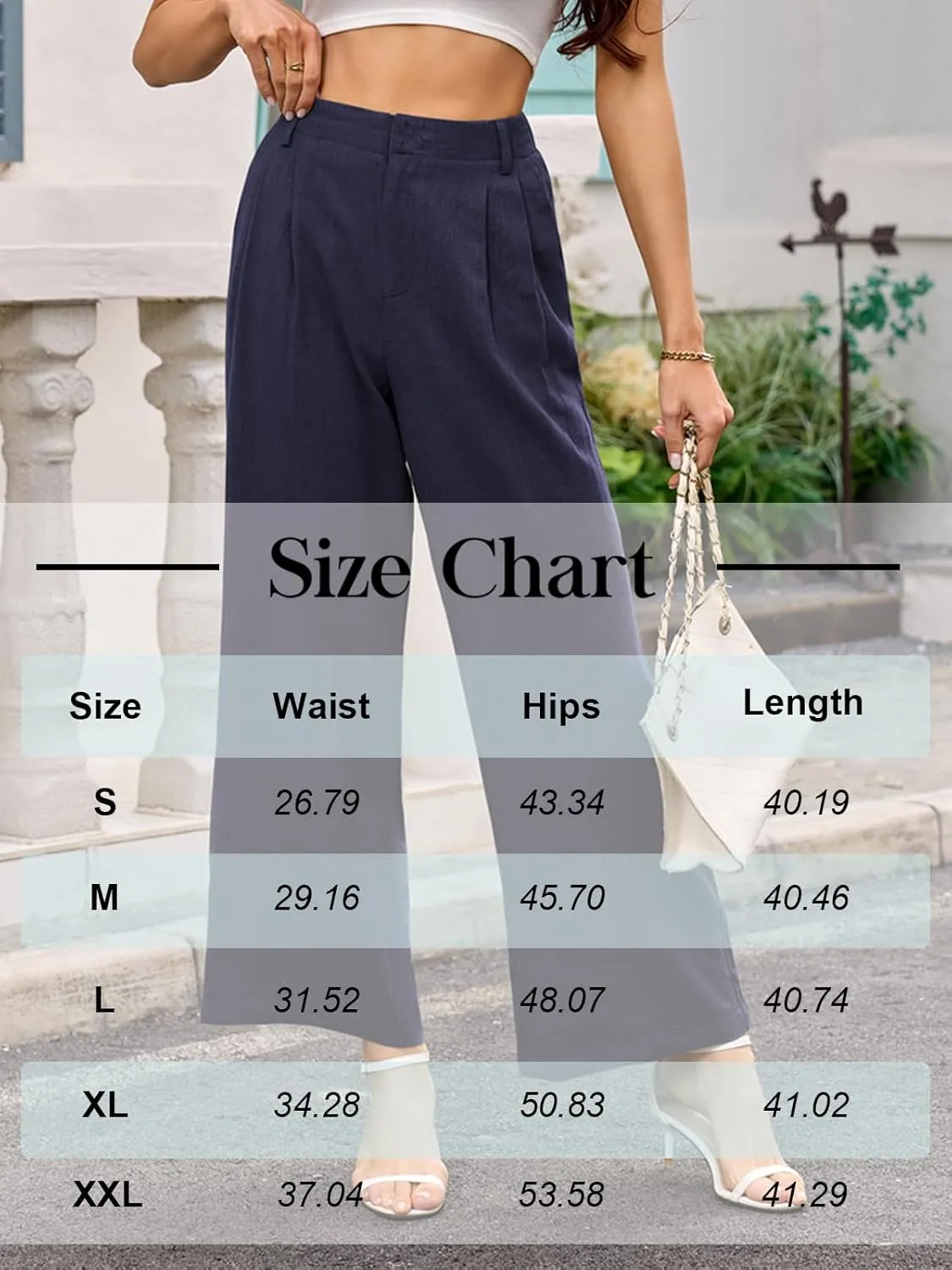 ANRILITA Linen Pants for Women High Waist Casual Flowy Pant Summer Wide Leg Trousers with Pocket