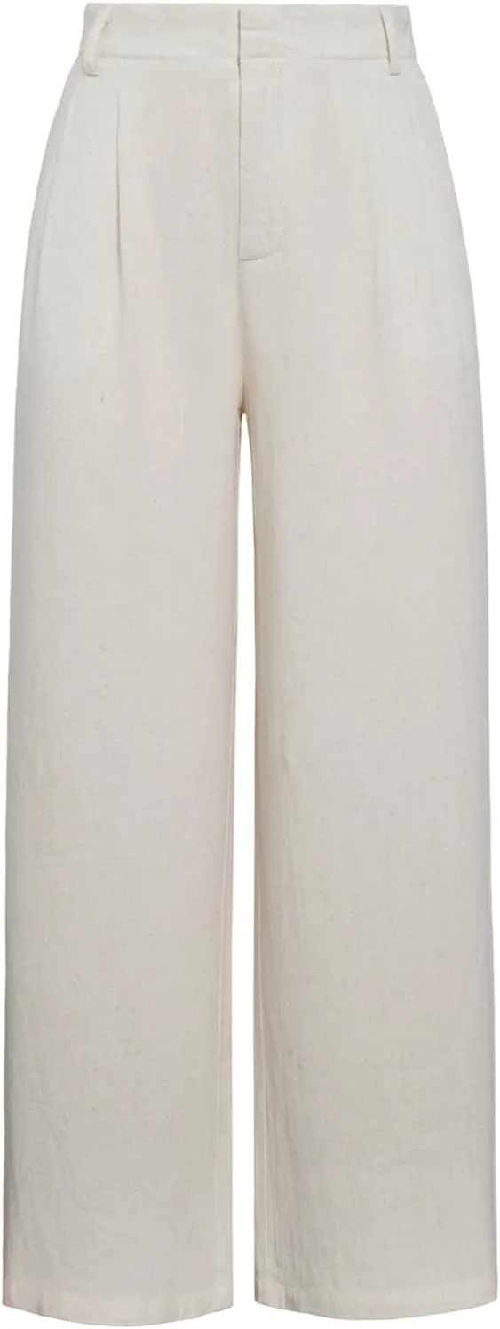 ANRILITA Linen Pants for Women High Waist Casual Flowy Pant Summer Wide Leg Trousers with Pocket