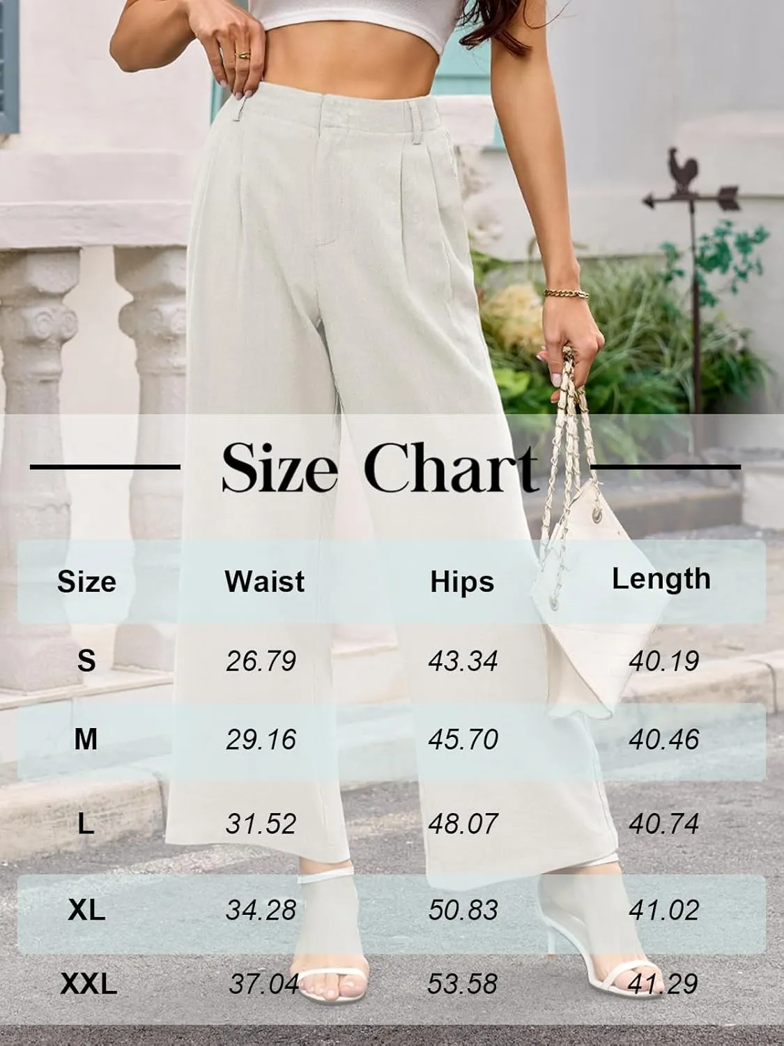 ANRILITA Linen Pants for Women High Waist Casual Flowy Pant Summer Wide Leg Trousers with Pocket